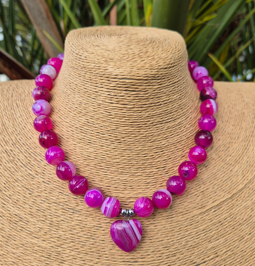 Thumbnail: Pink Agate heart Necklace 