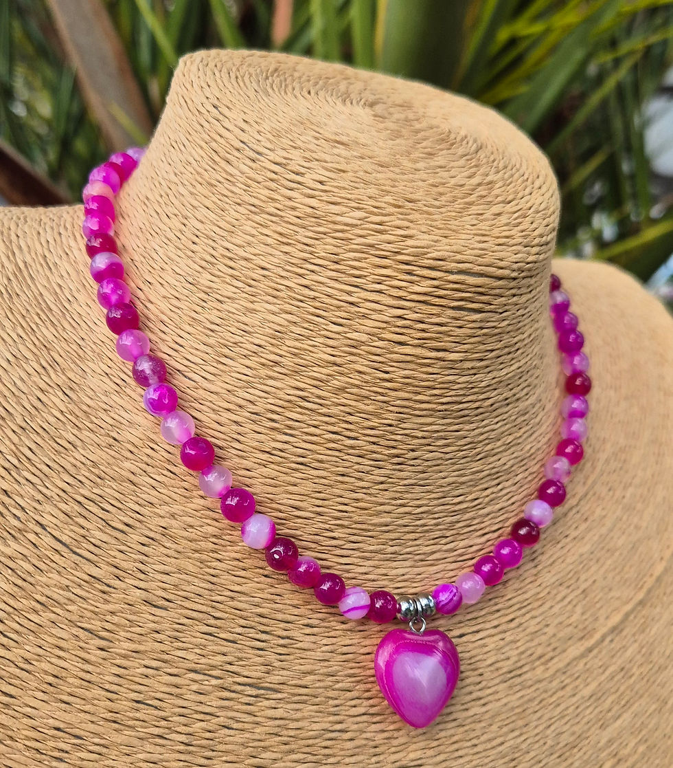 Thumbnail: Pink Agate heart Necklace 