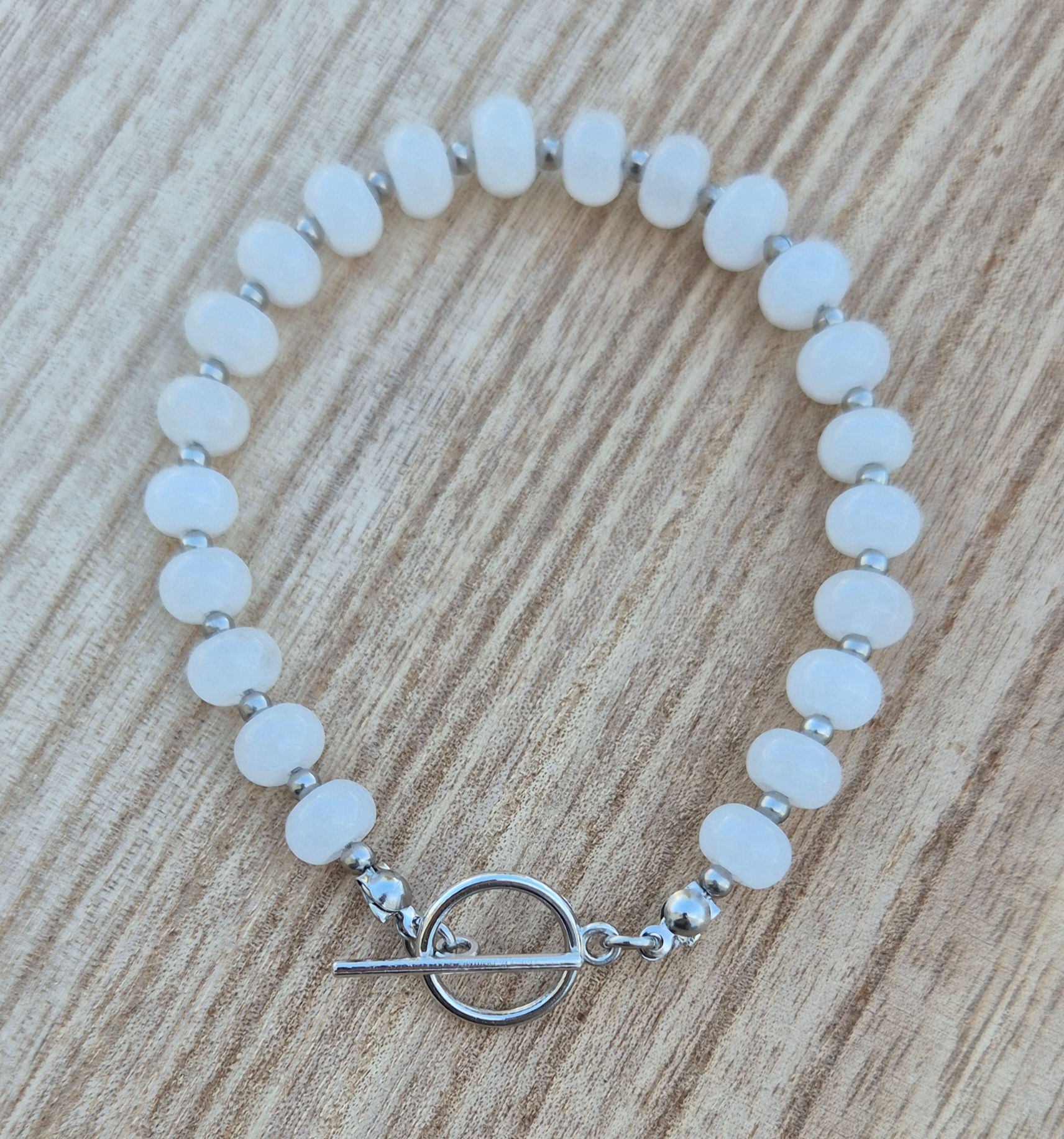 White Jade Bracelet ~ SILVER 