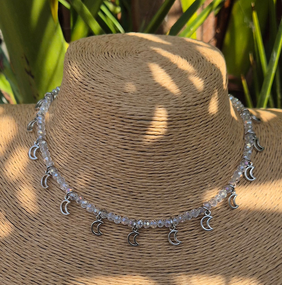 Thumbnail: Glasd Crystal Moon Charm Necklace Choker 