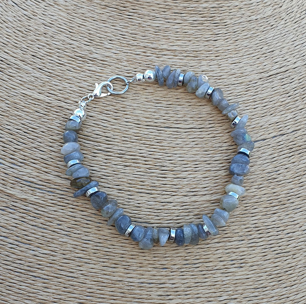 Thumbnail: Labradorite Hematite Bracelet ~ SILVER
