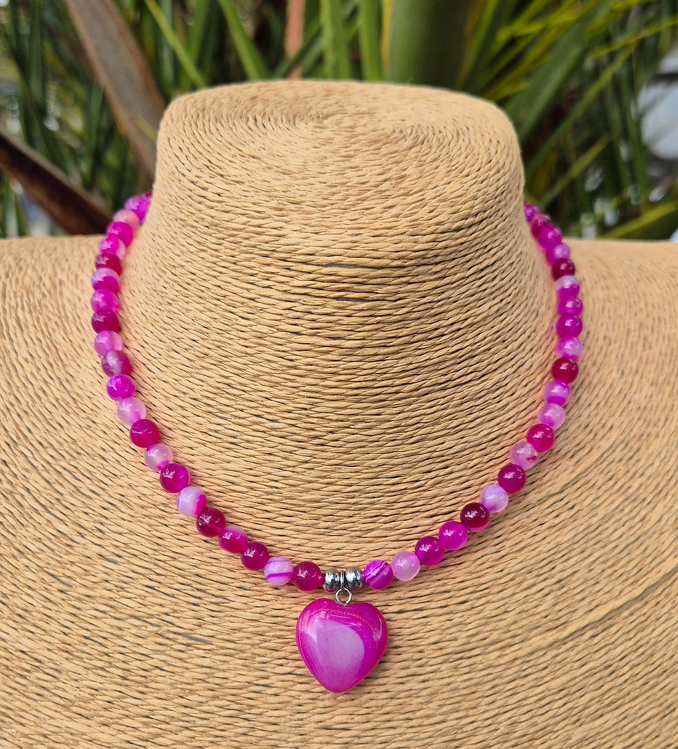 Thumbnail: Pink Agate heart Necklace 