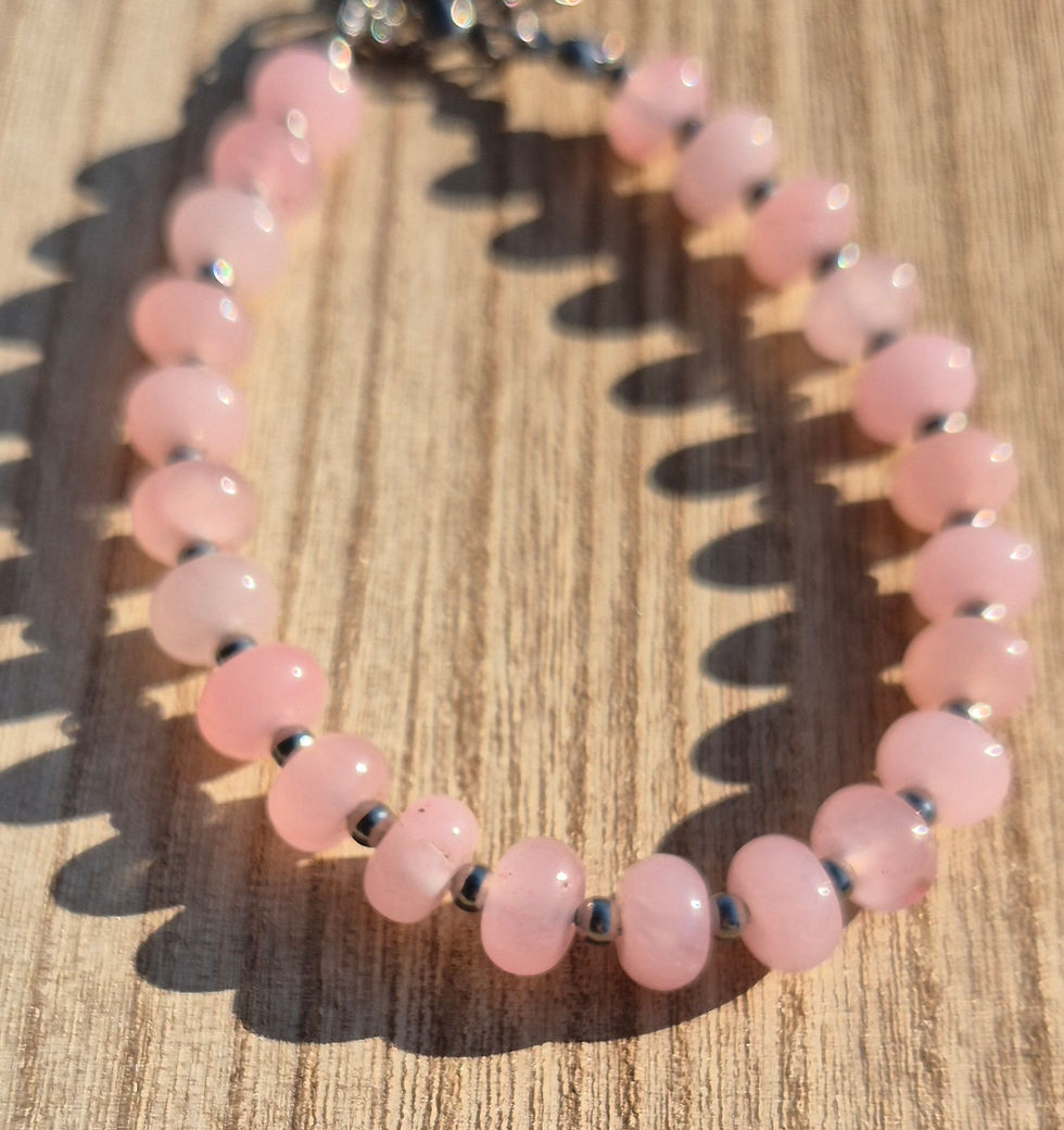 Thumbnail: Rose Quartz Pink Chalcedony Bracelet ~ SILVER