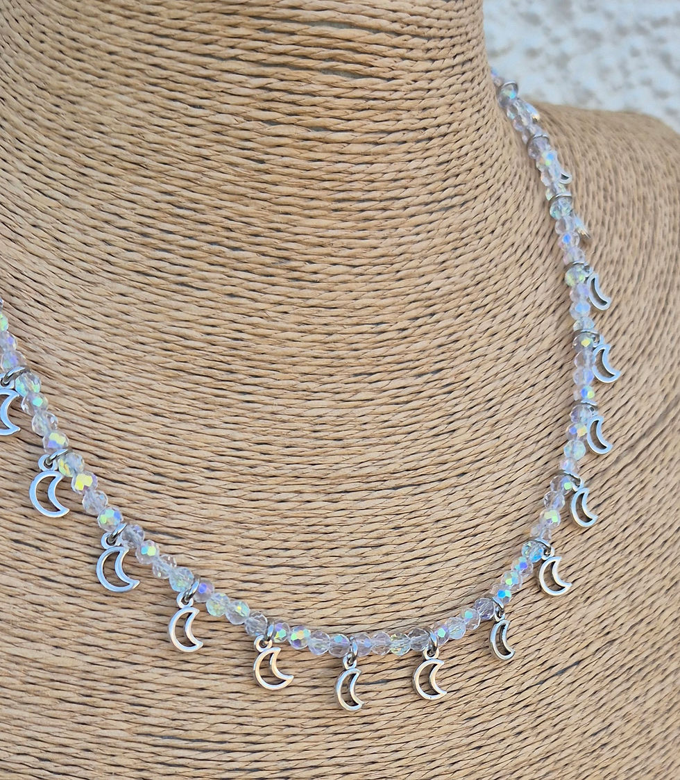 Thumbnail: Glass Crystal Moon charm Necklace 