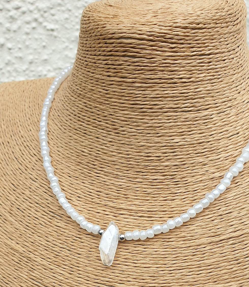 Thumbnail: Angel Aura Quartz necklace PEARL