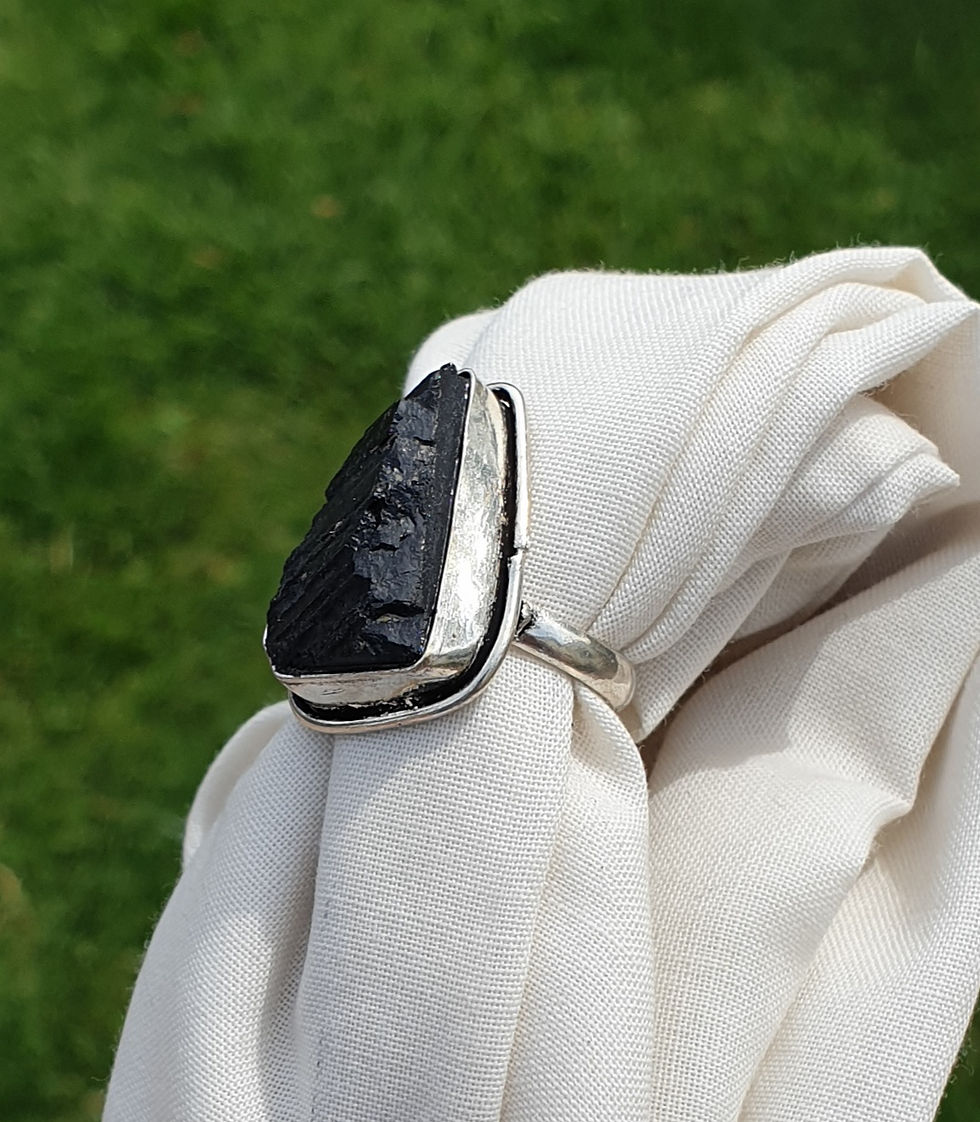 Thumbnail: Black Tourmaline ring size M