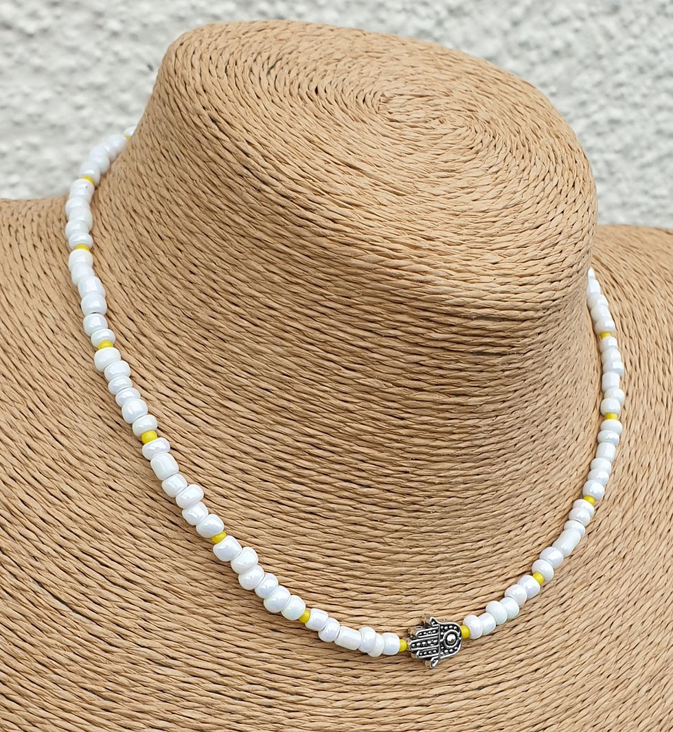 Thumbnail: Hamsa necklace YELLOW