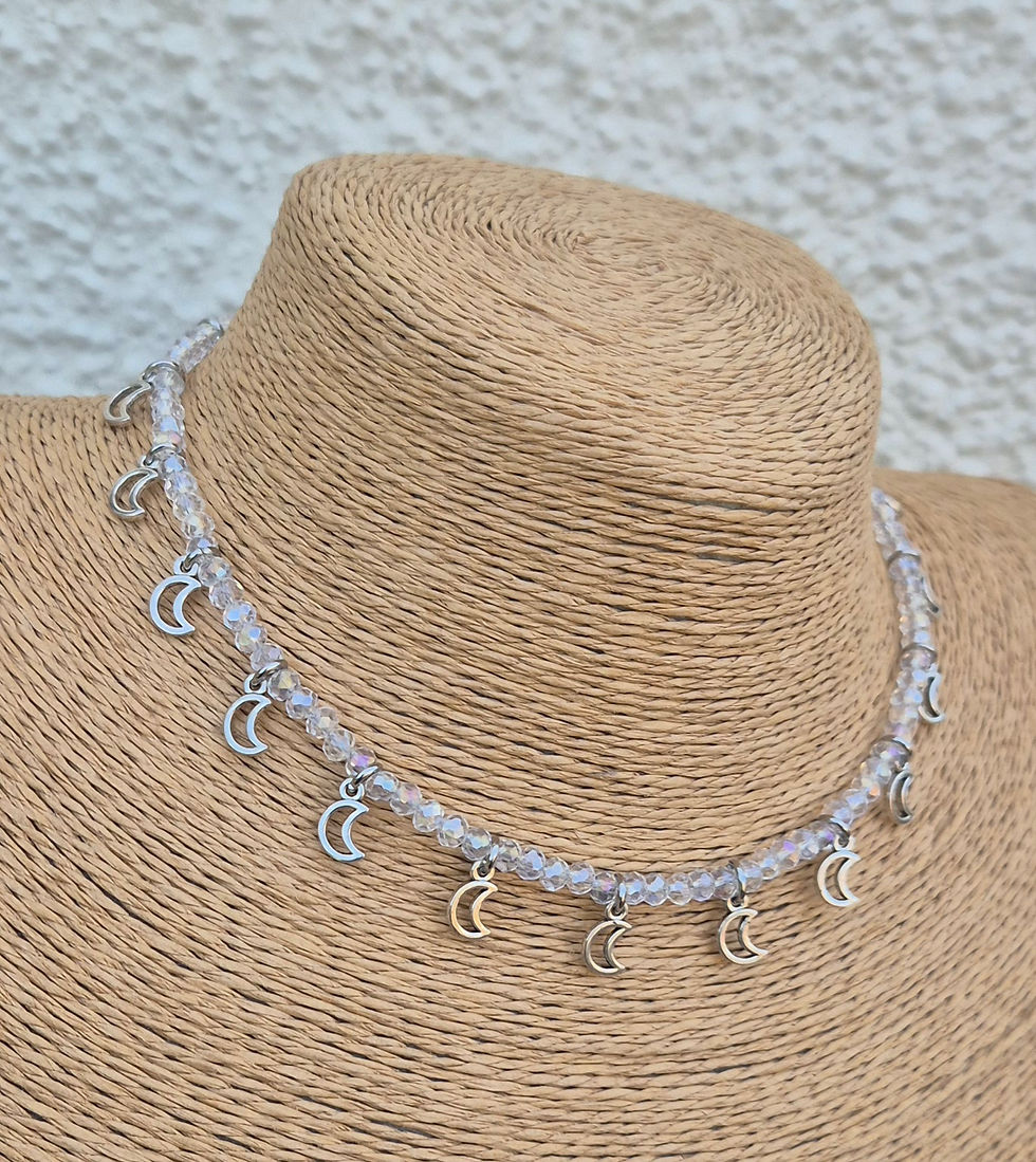 Thumbnail: Glasd Crystal Moon Charm Necklace Choker 