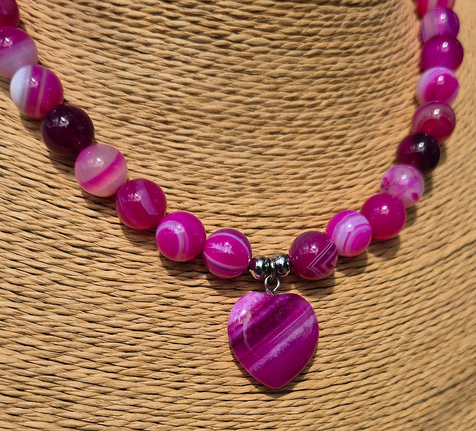 Thumbnail: Pink Agate heart Necklace 