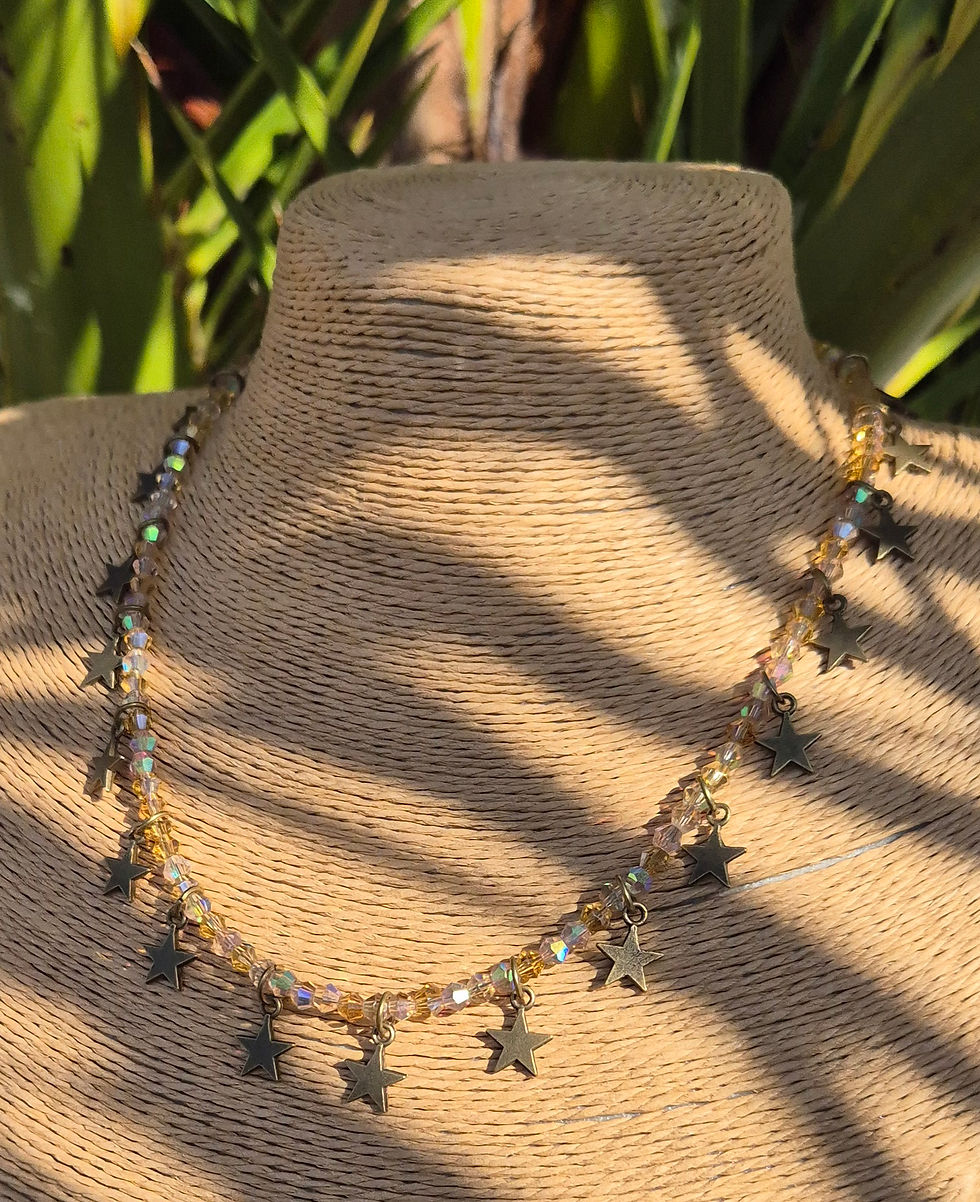 Thumbnail: Glass Crystal Star charm Necklace BRONZE 