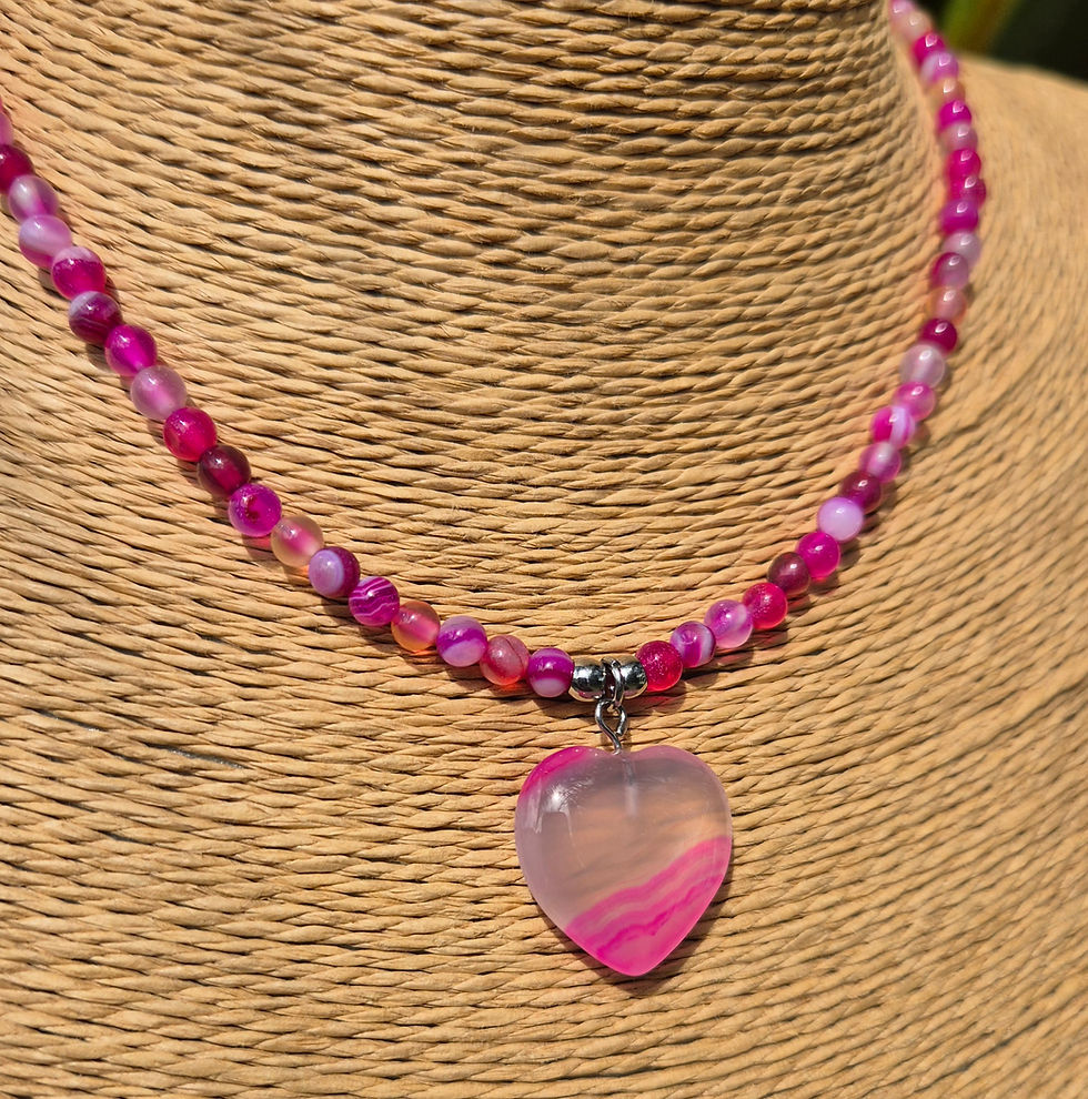 Thumbnail: Pink Agate heart Necklace 