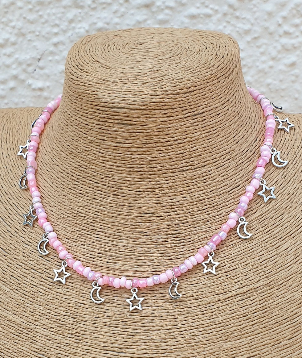 Thumbnail: Star and moon charm necklace SILVER