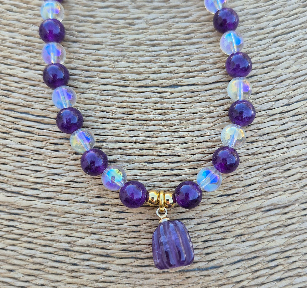 Thumbnail: Amethyst pumpkin Bracelet Halloween ~ GOLD 