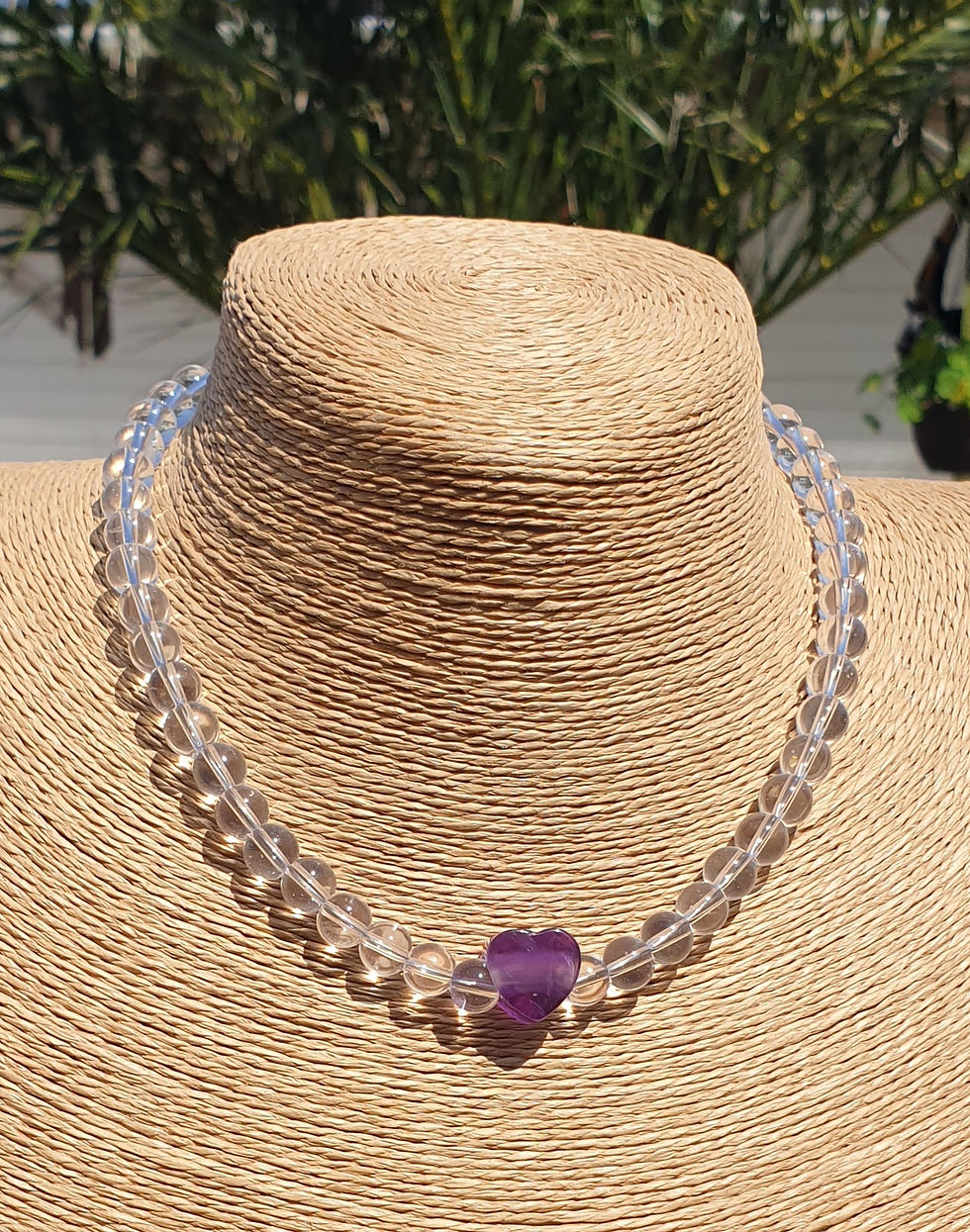 Thumbnail: Clear Quartz Amethyst heart necklace 