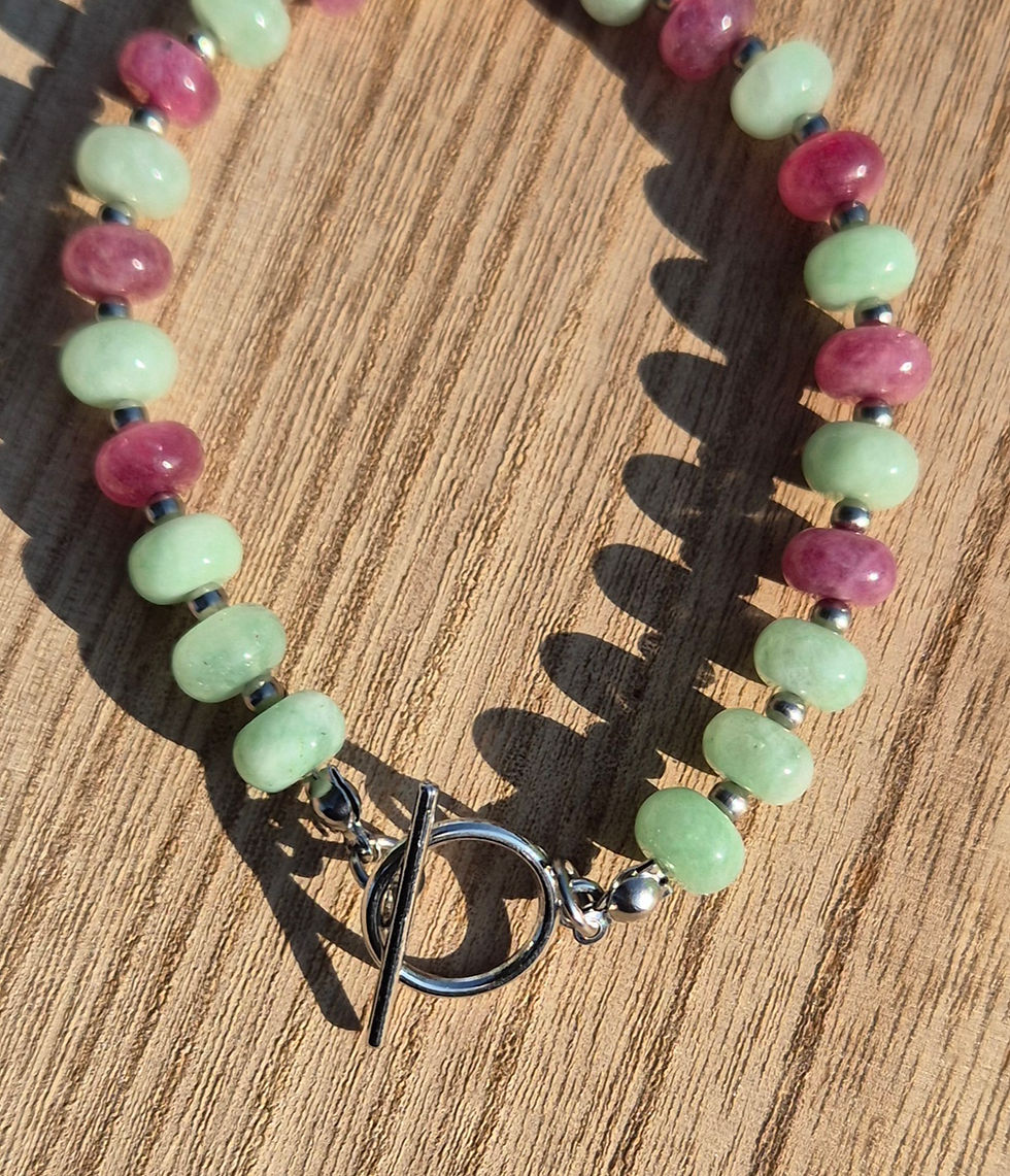 Thumbnail: Lepidolite Green Aventurine Bracelet ~ SILVER