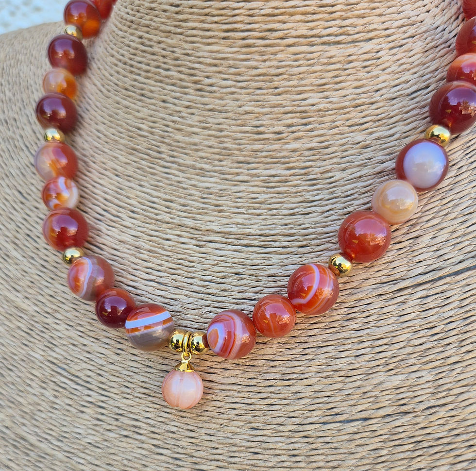 Thumbnail: Carnelian Pumpkin Necklace Halloween 