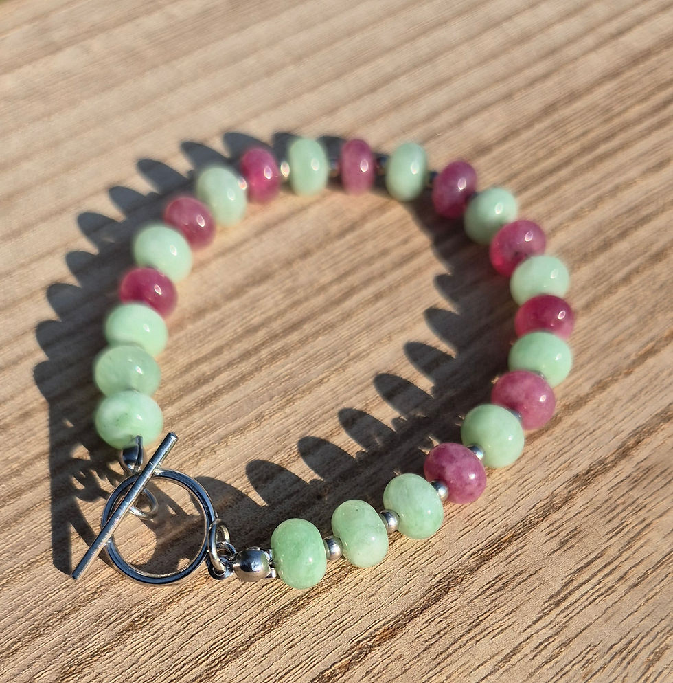 Thumbnail: Lepidolite Green Aventurine Bracelet ~ SILVER