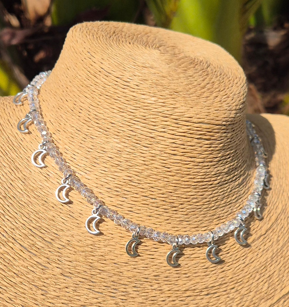 Thumbnail: Glasd Crystal Moon Charm Necklace Choker 