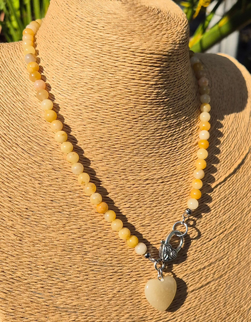 Thumbnail: Yellow honey Jade heart Necklace