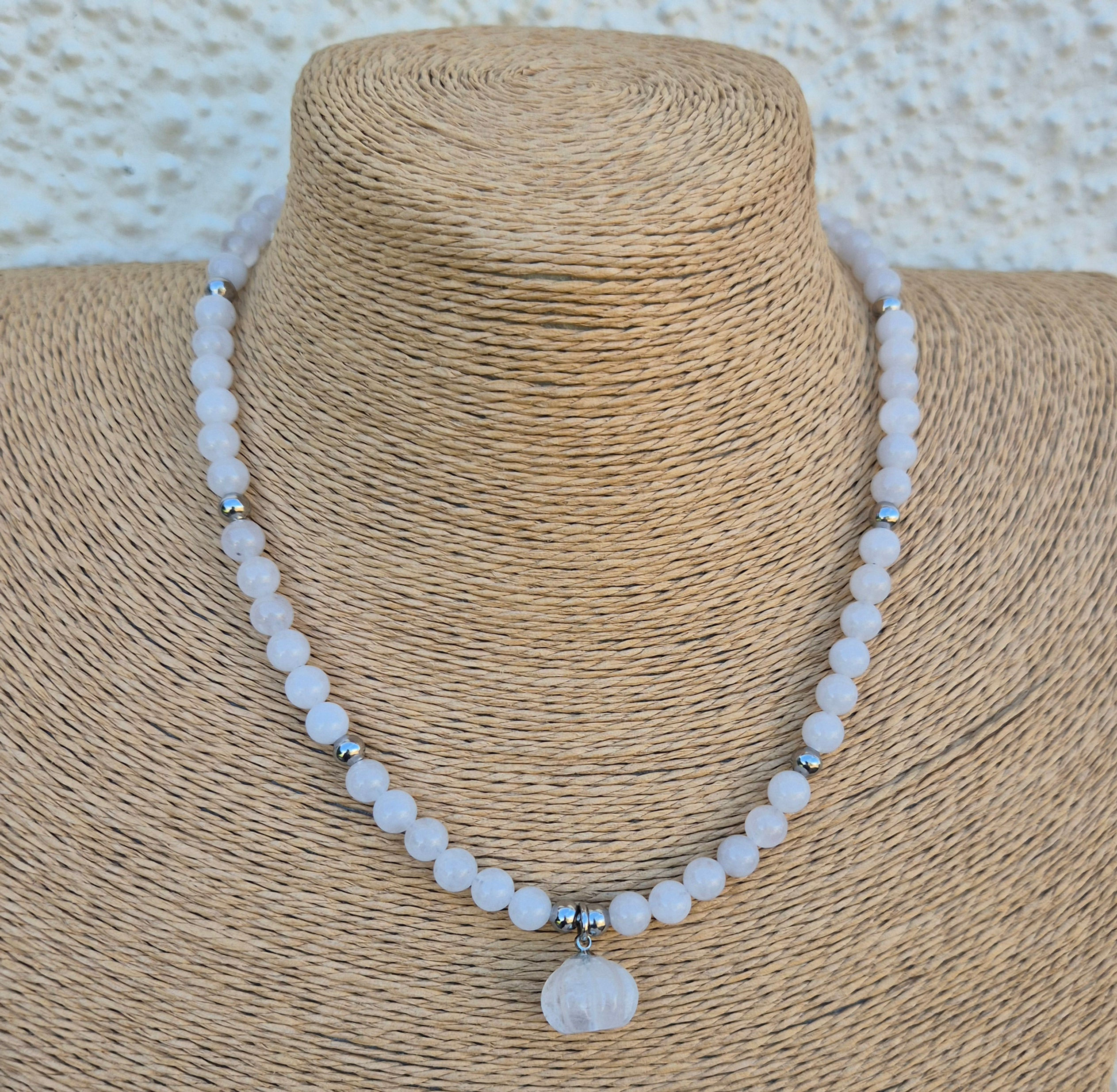White Jade Pumpkin Necklace Halloween