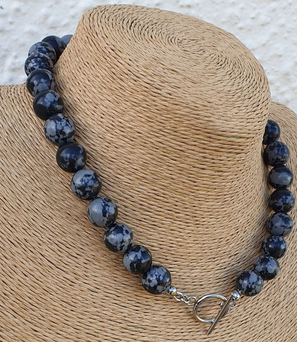 Thumbnail: Snowflake Obsidian necklace 