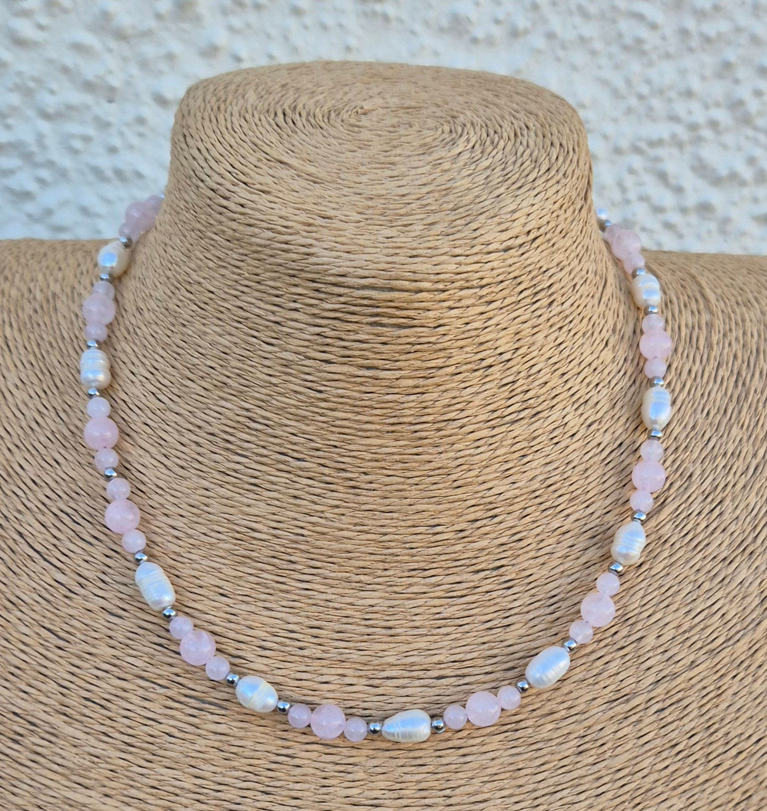Rose Quartz Freshwater Pearl Necklace