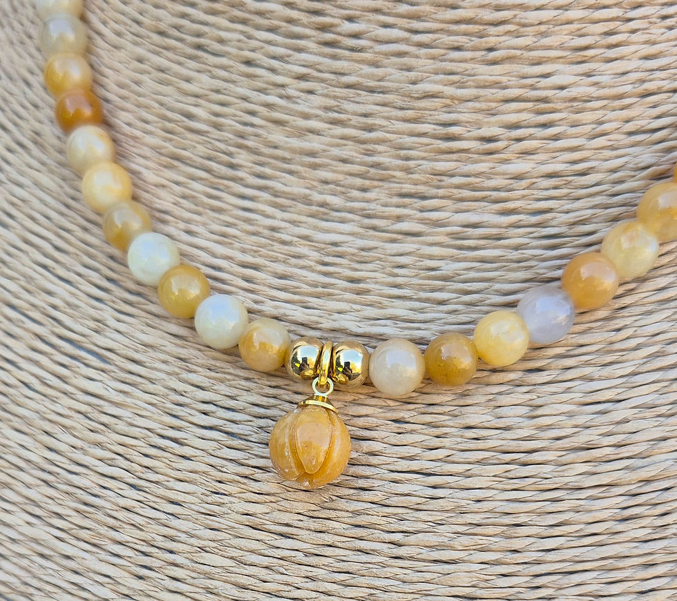 Thumbnail: Yellow Jade Pumpkin Necklace Halloween 