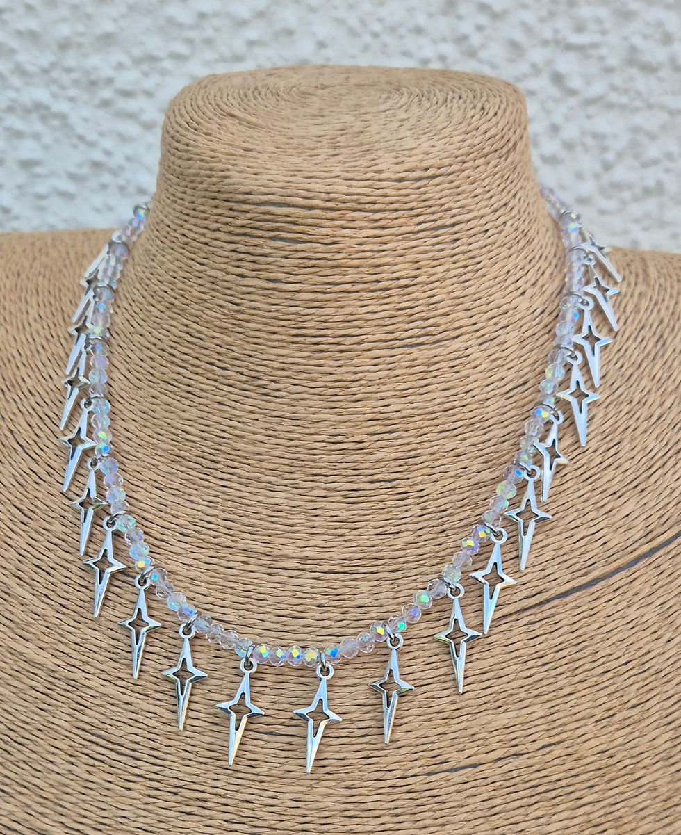 Thumbnail: Glass Crystal Star charm Necklace SILVER 