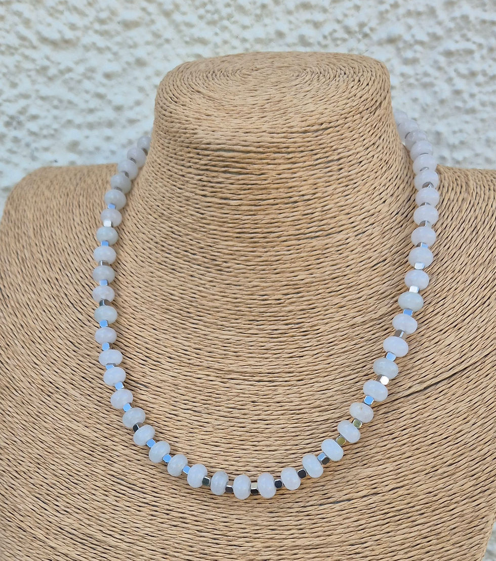 Thumbnail: White Jade Necklace ~ SILVER 