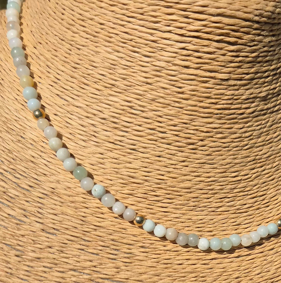 Thumbnail: Amazonite Necklace Choker ~ GOLD 