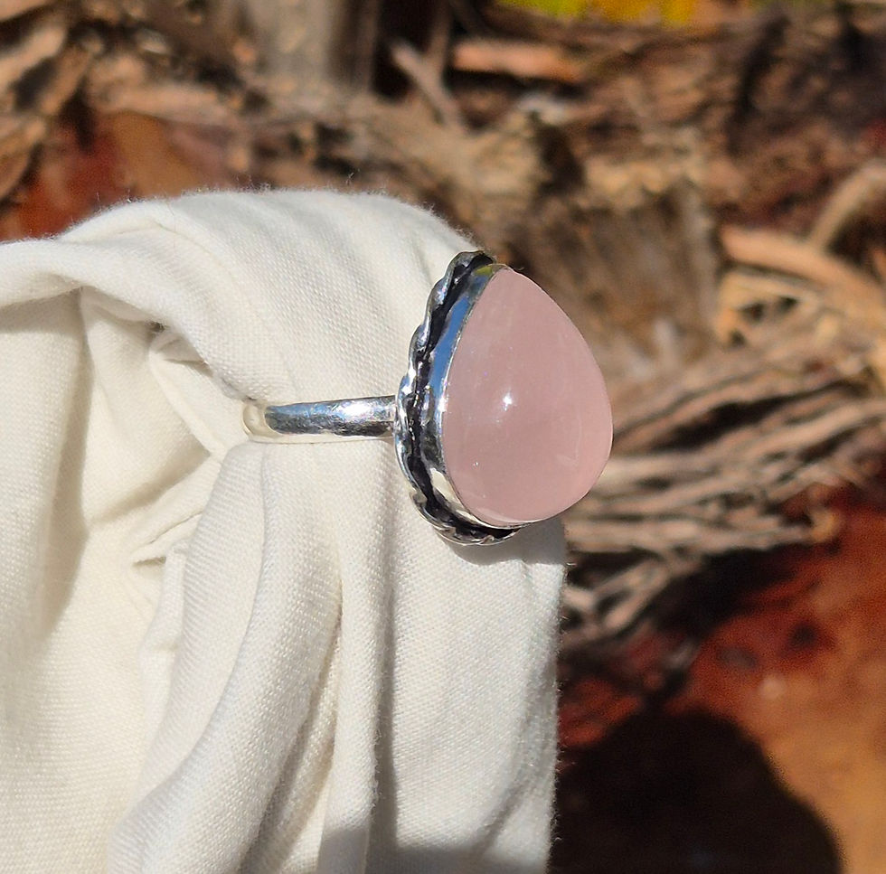 Thumbnail: Rose Quartz Ring Size Q