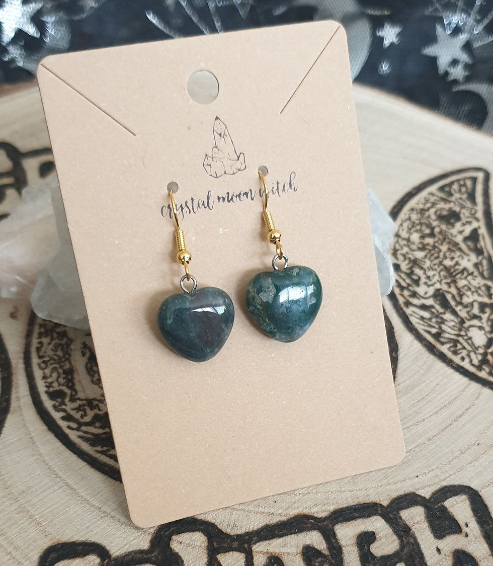 Thumbnail: Moss Agate heart earings 