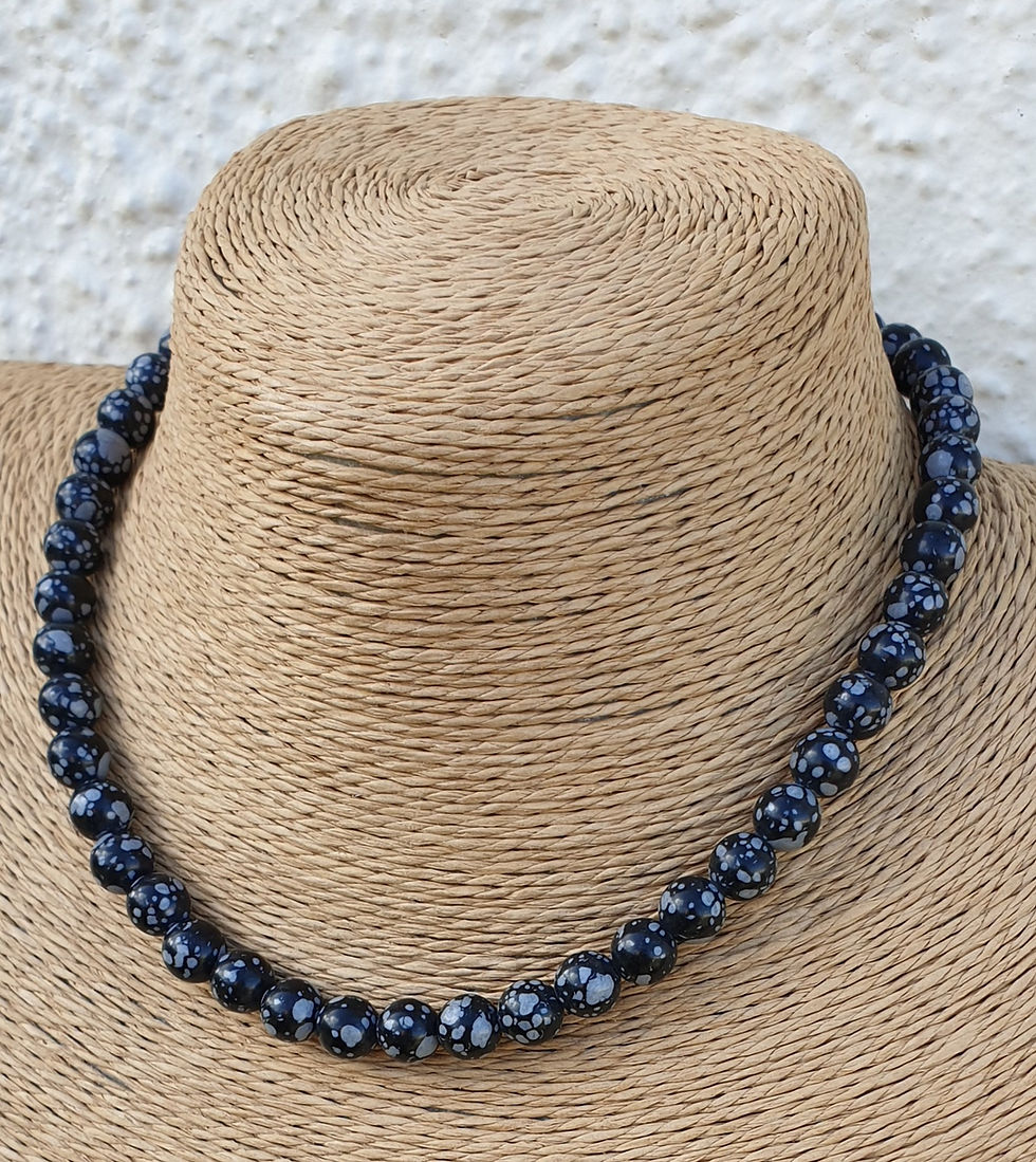 Thumbnail: Snowflake Obsidian necklace 