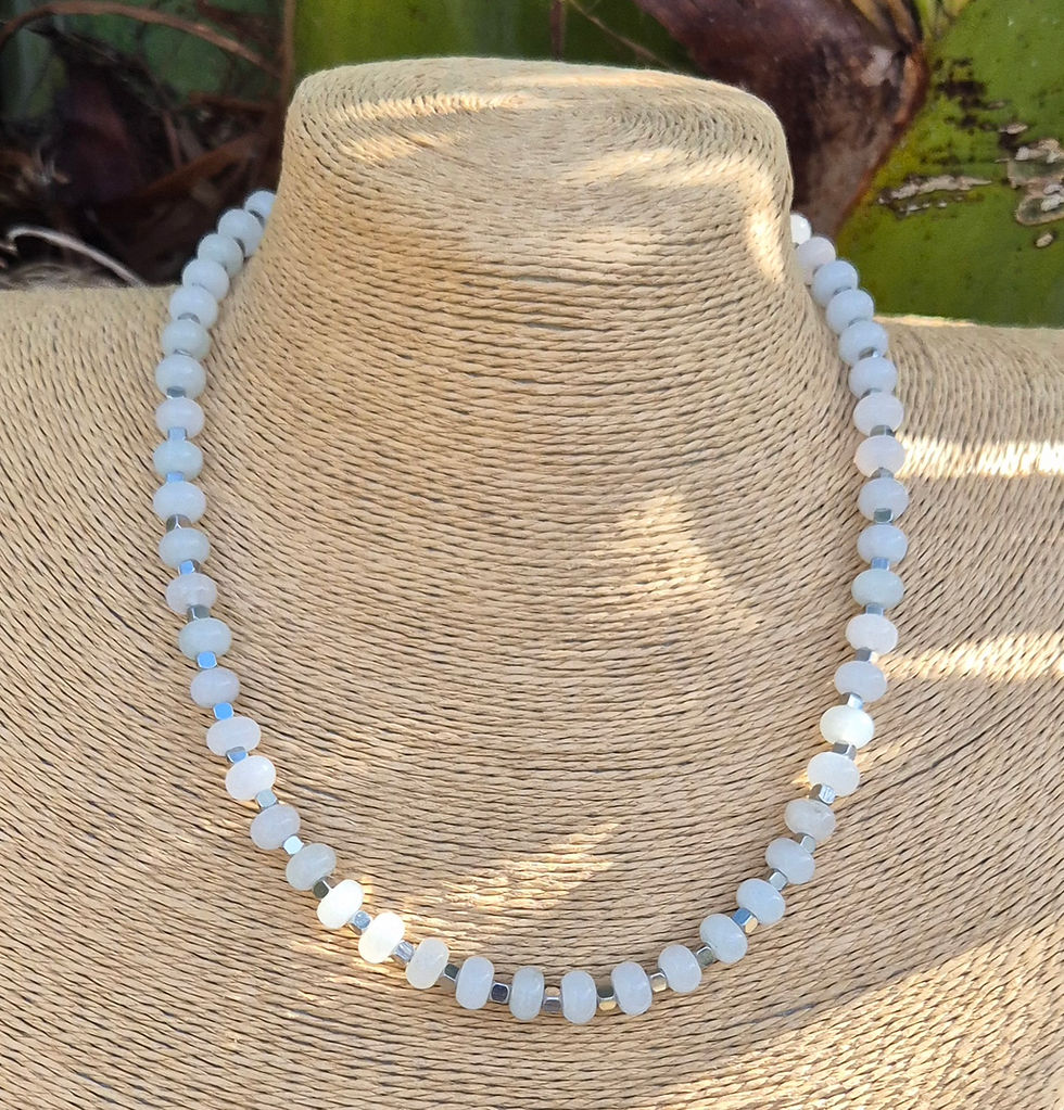 Thumbnail: White Jade Necklace ~ SILVER 