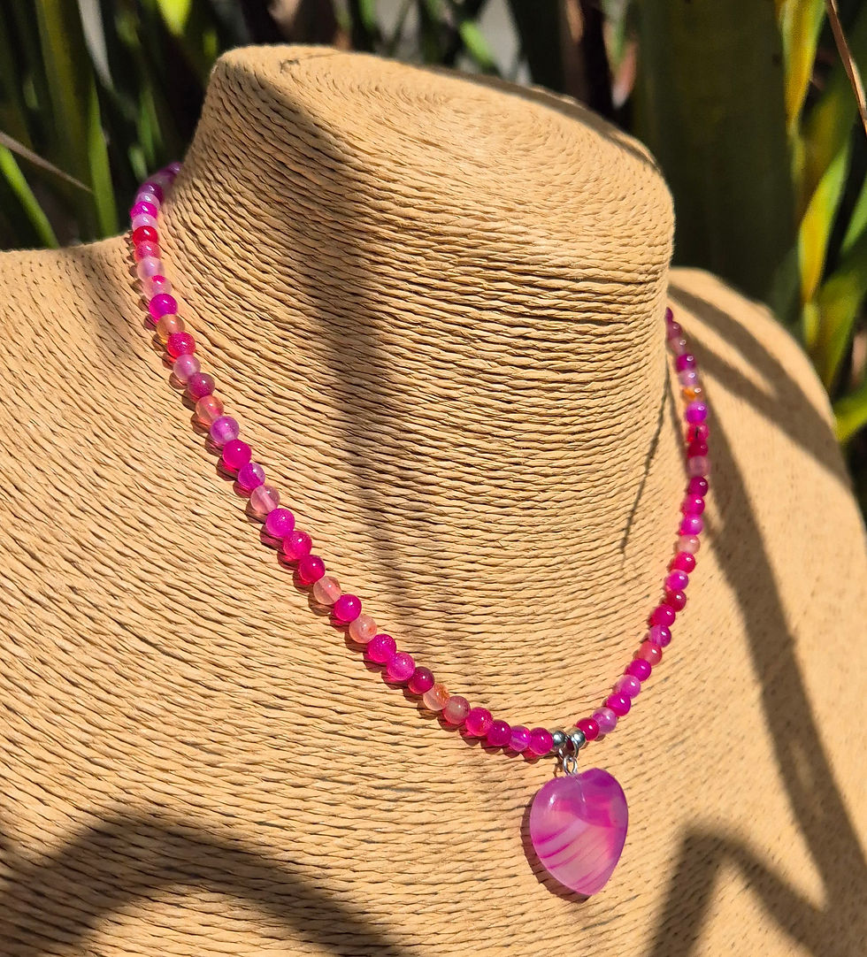 Thumbnail: Pink Agate heart Necklace 
