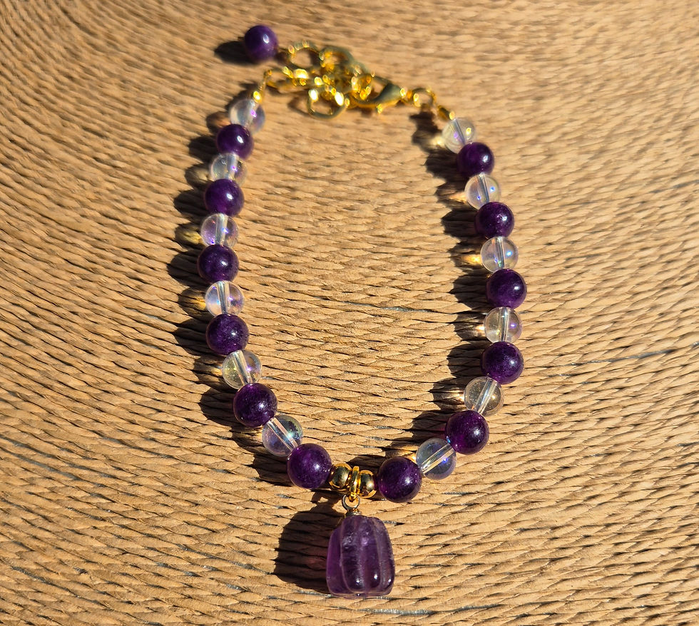 Thumbnail: Amethyst pumpkin Bracelet Halloween ~ GOLD 