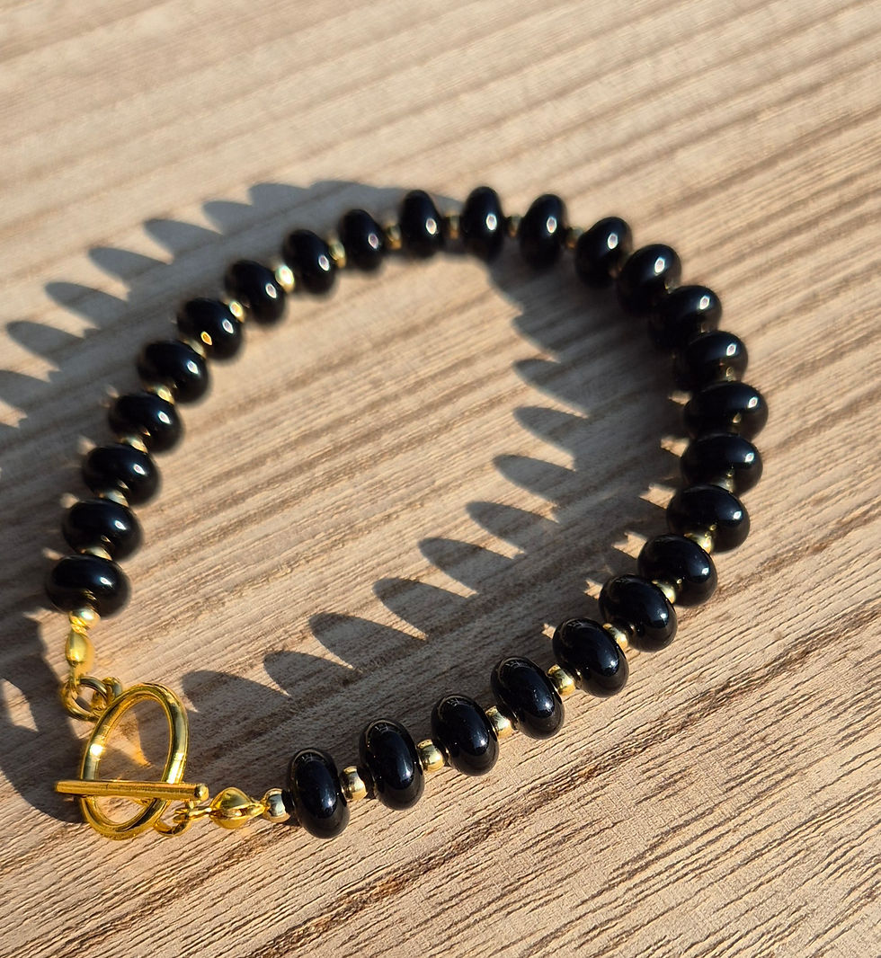 Thumbnail: Black Obsidian Bracelet ~ GOLD