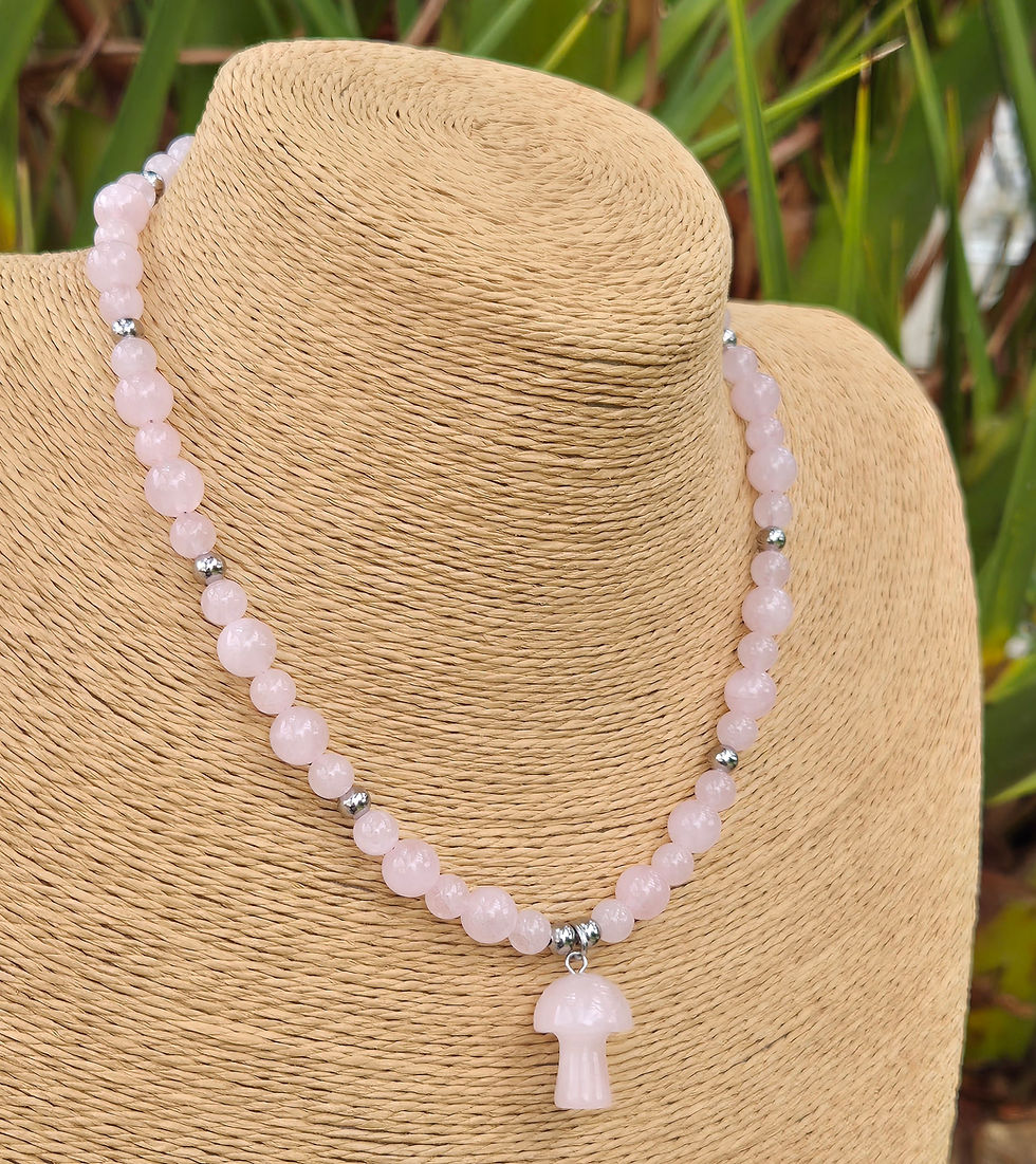 Thumbnail: Rose Quartz Mushroom Necklace 