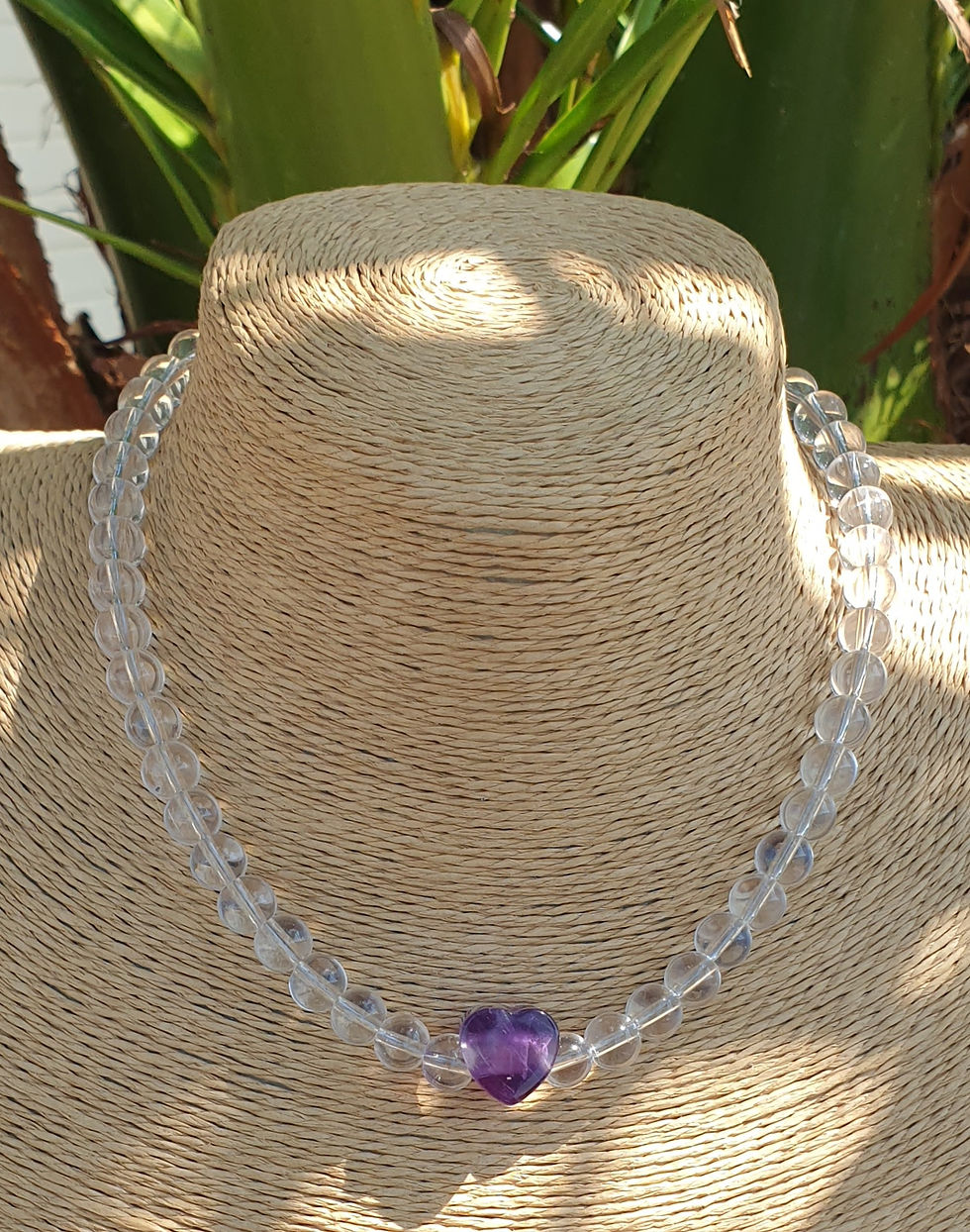 Thumbnail: Clear Quartz Amethyst heart necklace 
