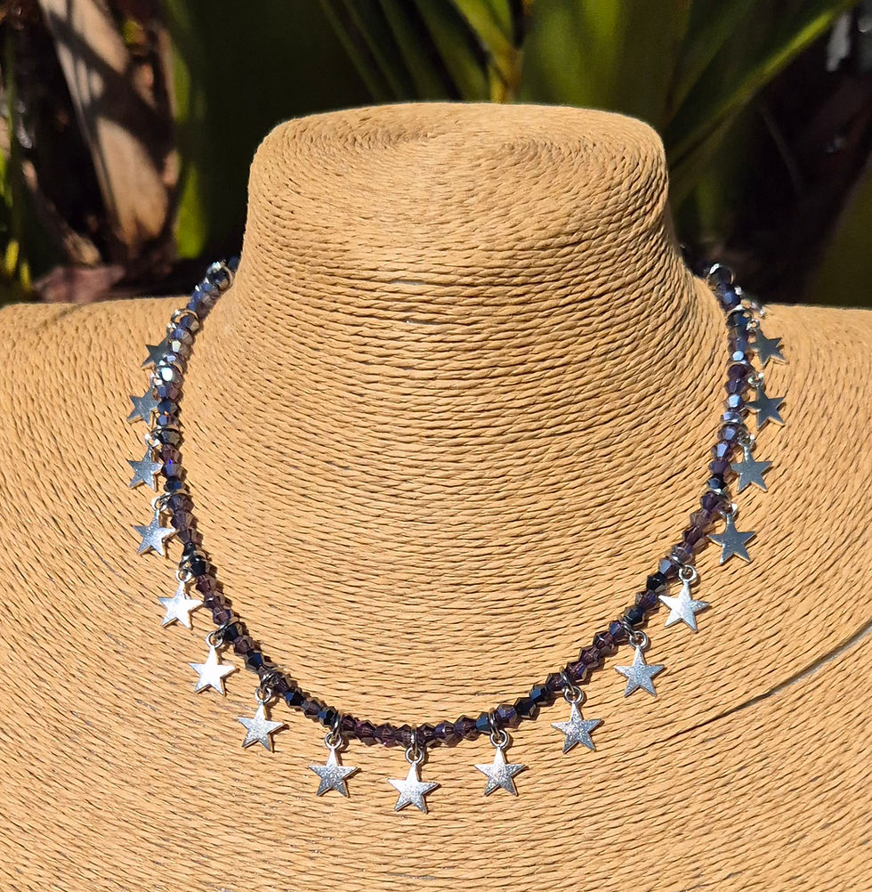 Thumbnail: Glass Crystal Star Charm Necklace SILVER