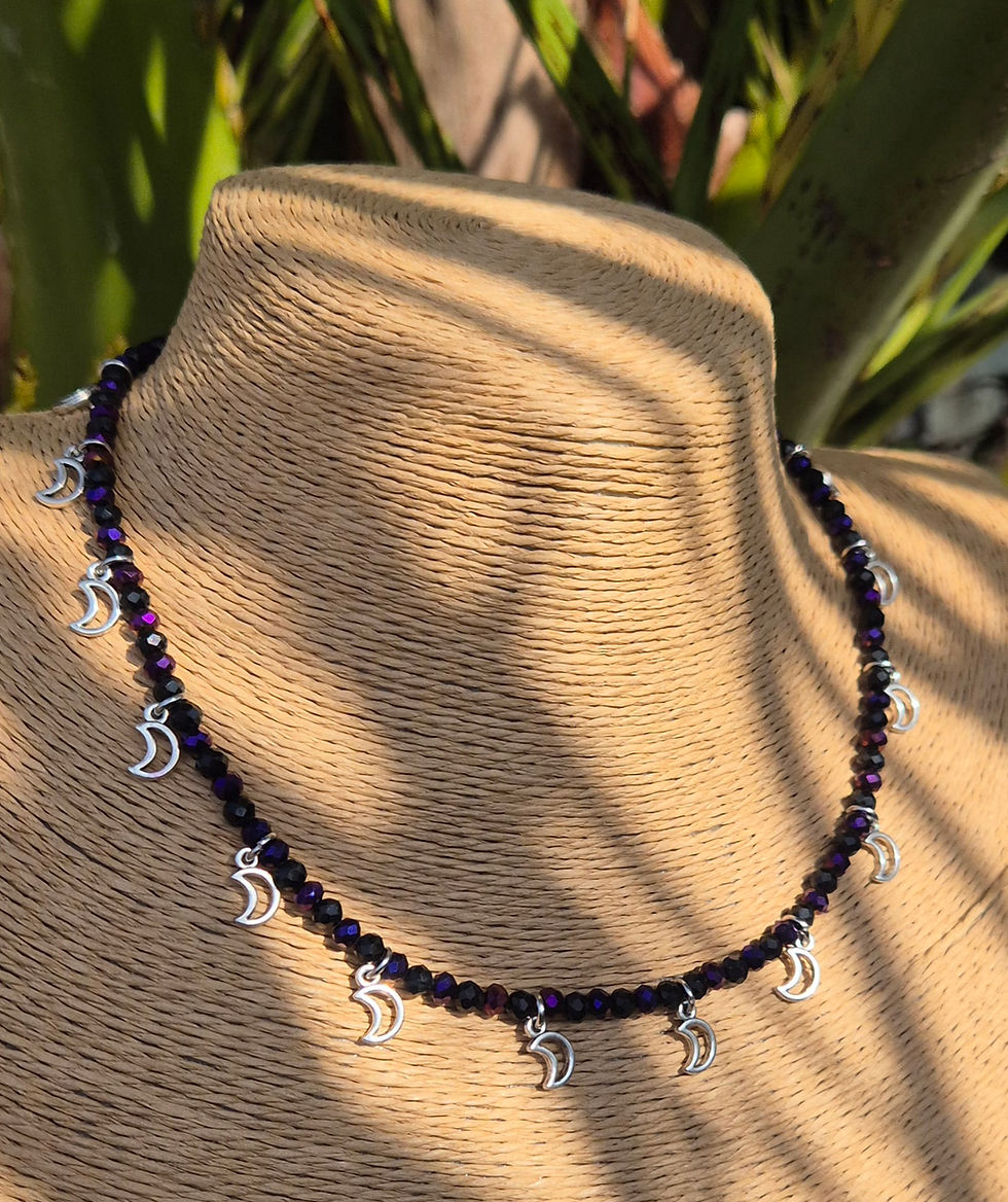 Thumbnail: Glass Crystal Moon charm Necklace 