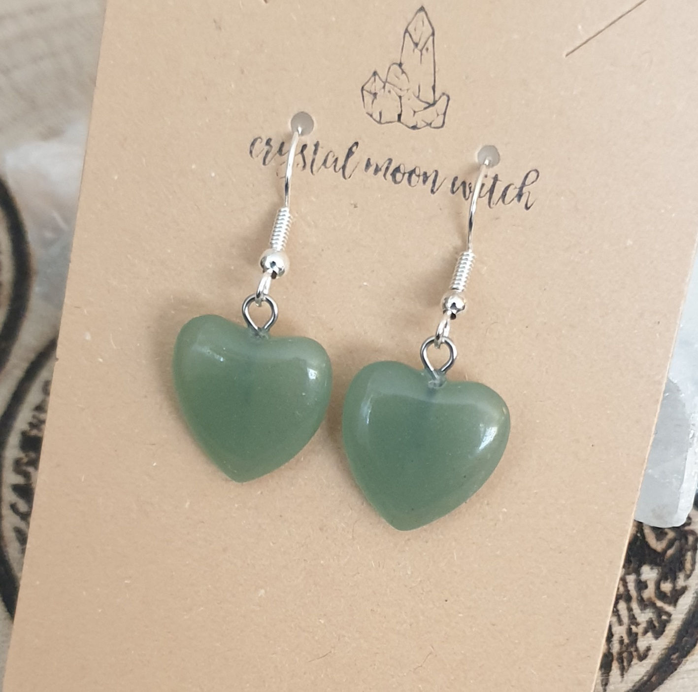 Green Aventurine heart earings 