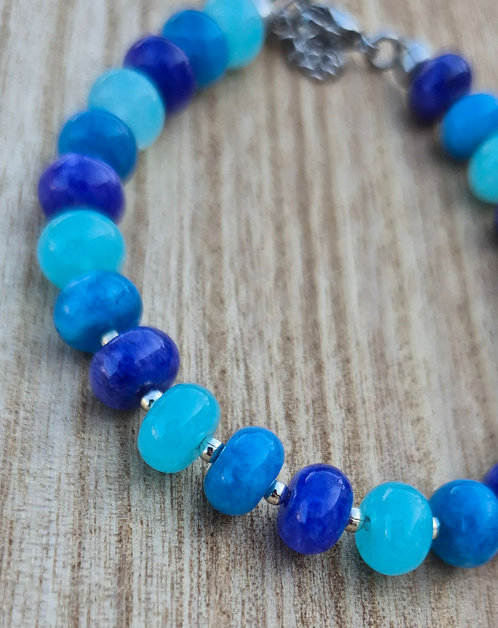 Thumbnail: Aqua Chalcedony Blue Chalcedony Bracelet ~ SILVER 