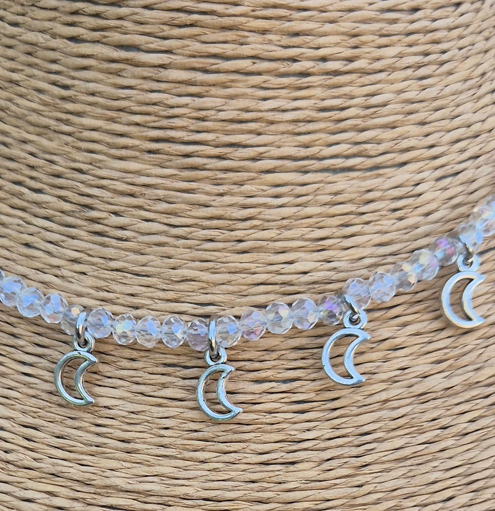 Thumbnail: Glasd Crystal Moon Charm Necklace Choker 