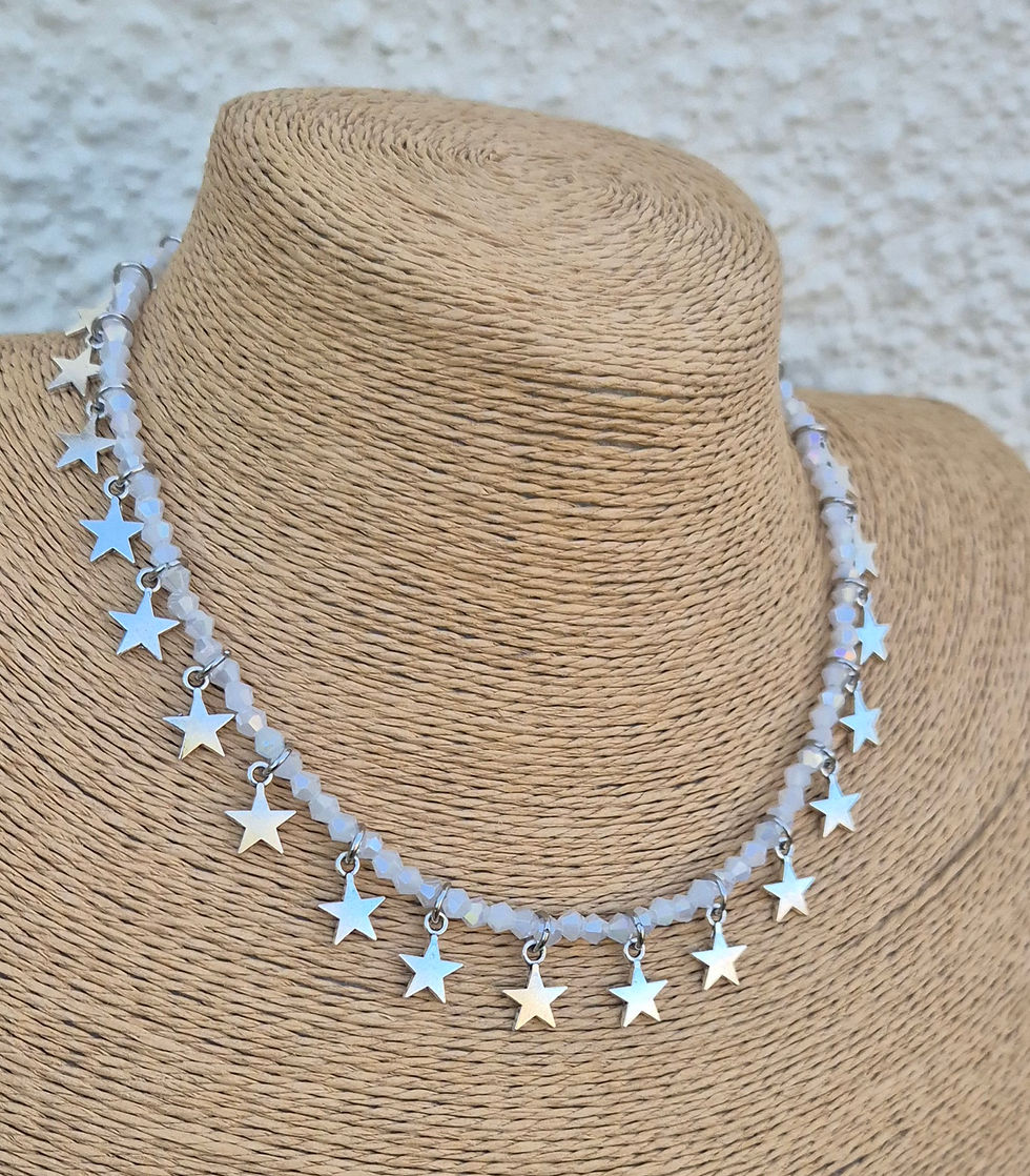 Thumbnail: Glass Crystal Star charm Necklace SILVER 
