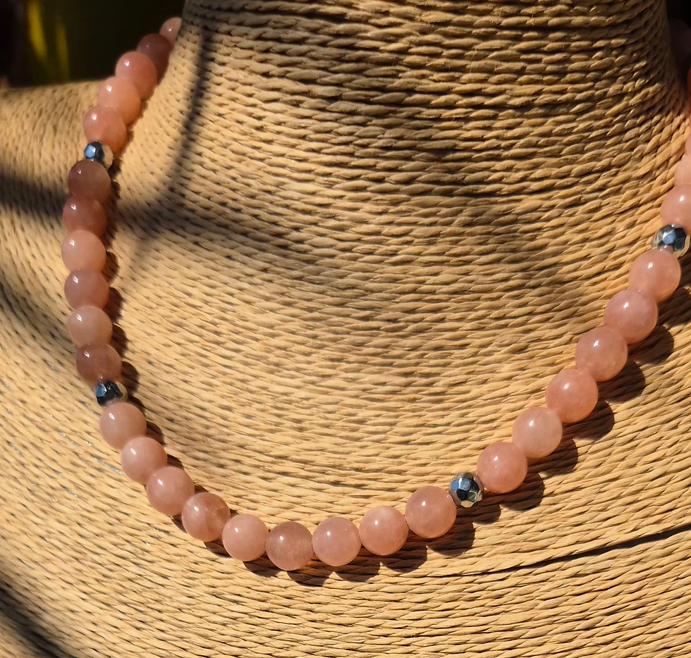 Thumbnail: Sunstone Hematite Necklace ~ SILVER 
