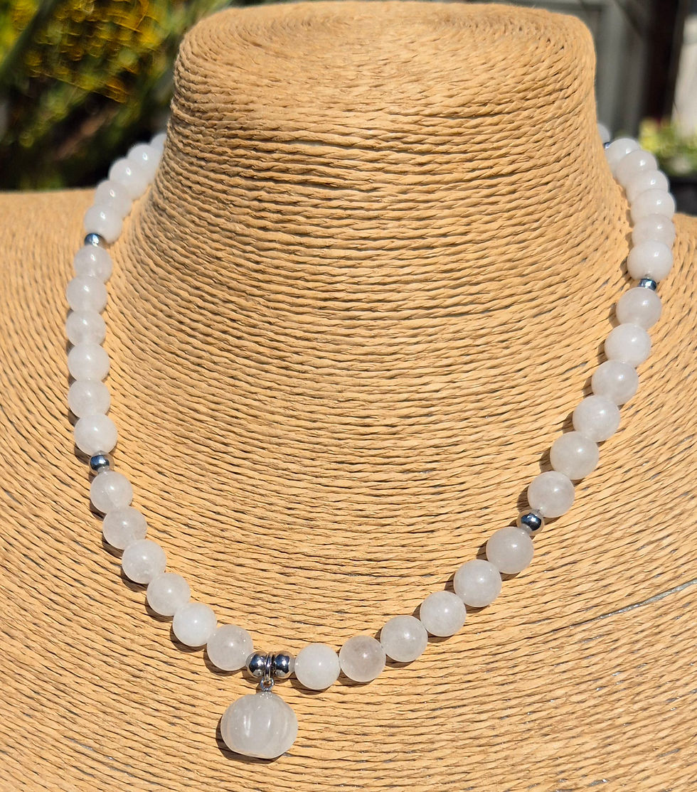 Thumbnail: White Jade Pumpkin Necklace Halloween 