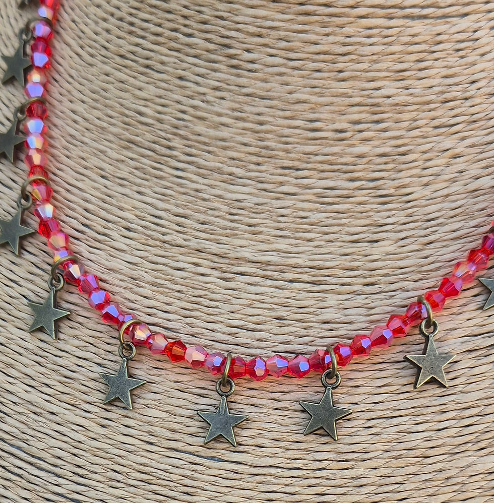 Thumbnail: Glass Crystal Star charm Necklace BRONZE 