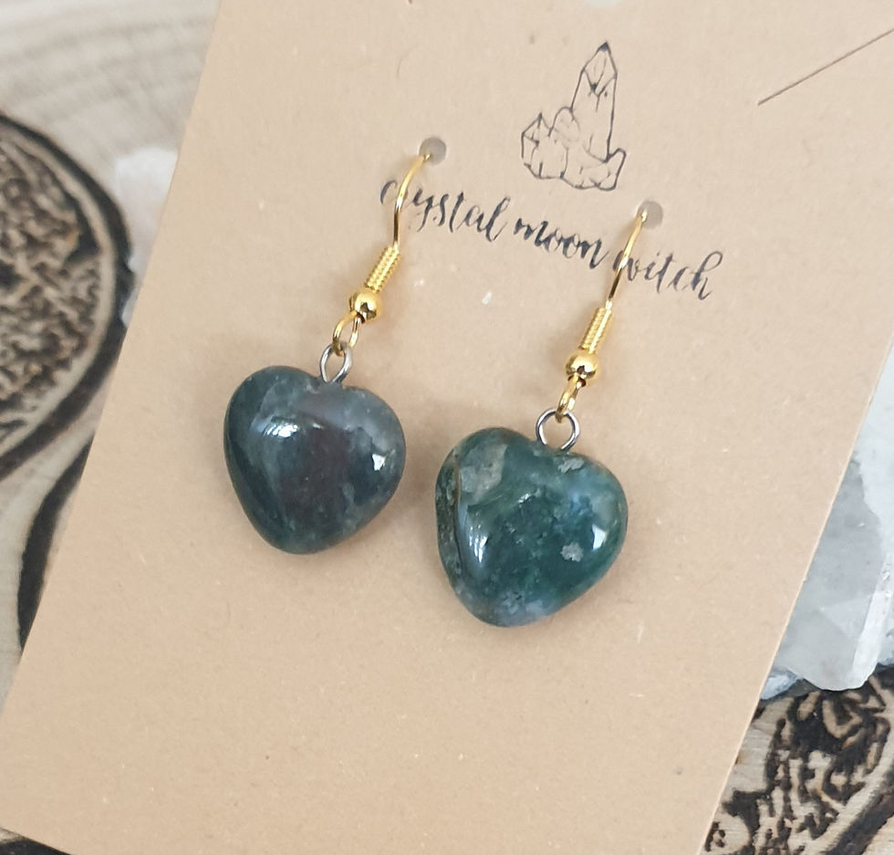 Thumbnail: Moss Agate heart earings 