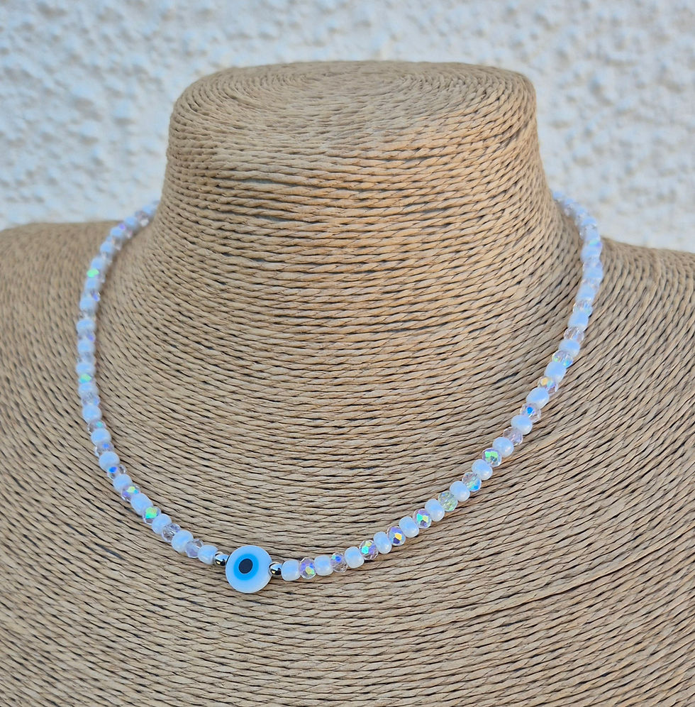 Thumbnail: Evil eye Necklace Choker WHITE 